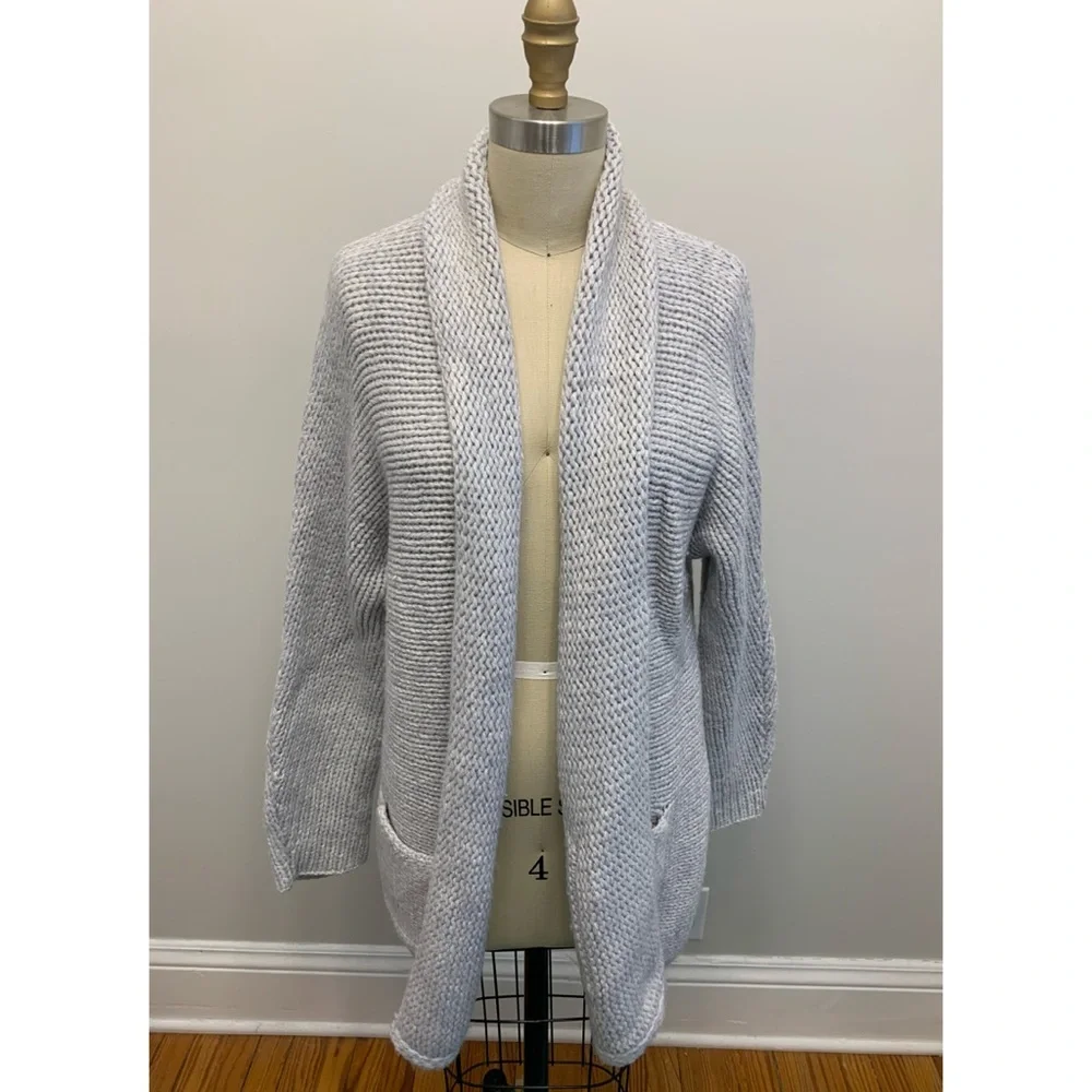 Gap Chunky Shawl Collar Cardigan Sweater Grey - Picture 2 of 10